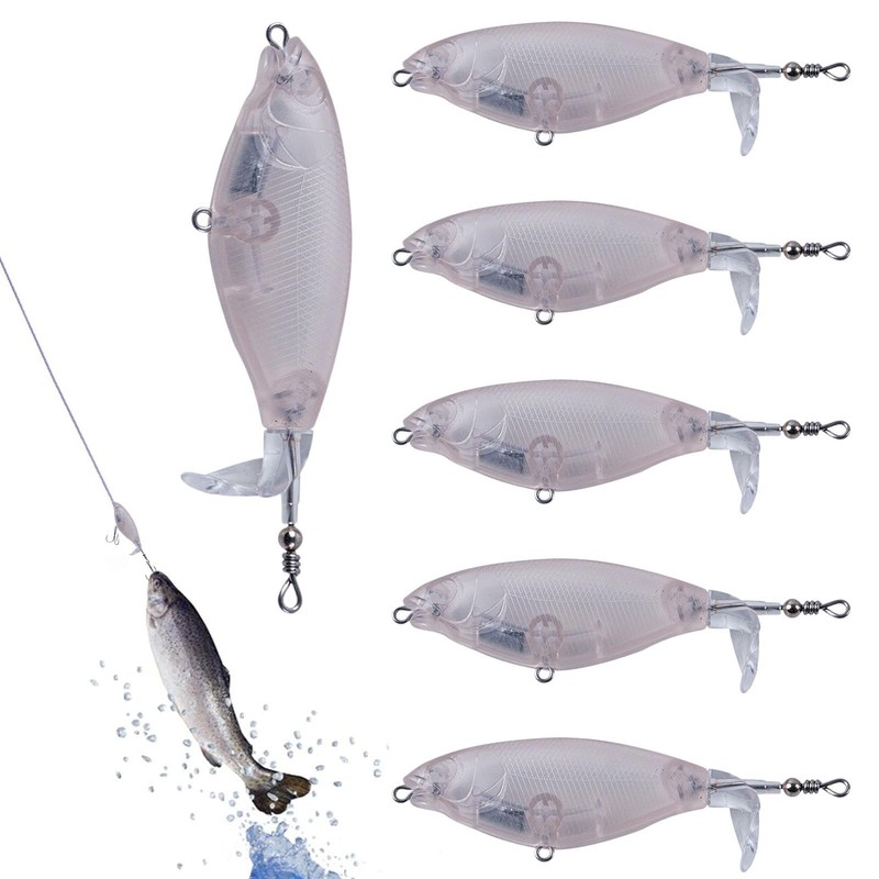 Unpainted Lures,6X Multi Jointed Rotating Tail Artificial Crankbaits with Eyes
