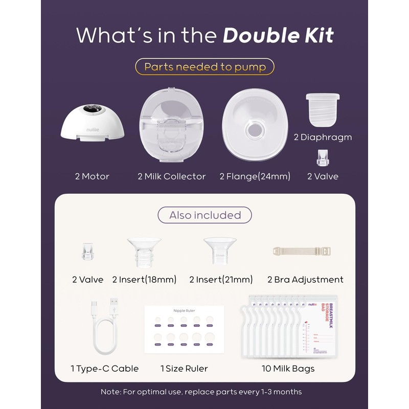 Nuliie Hands-Free Breast Pump S32, Wearable Breastfeeding Pump 4 Modes