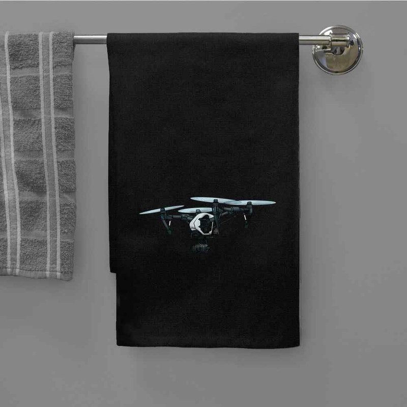 Azeeda 'Camera Drone' Black Cotton Tea Towel/Dish Cloth (TW00051843)