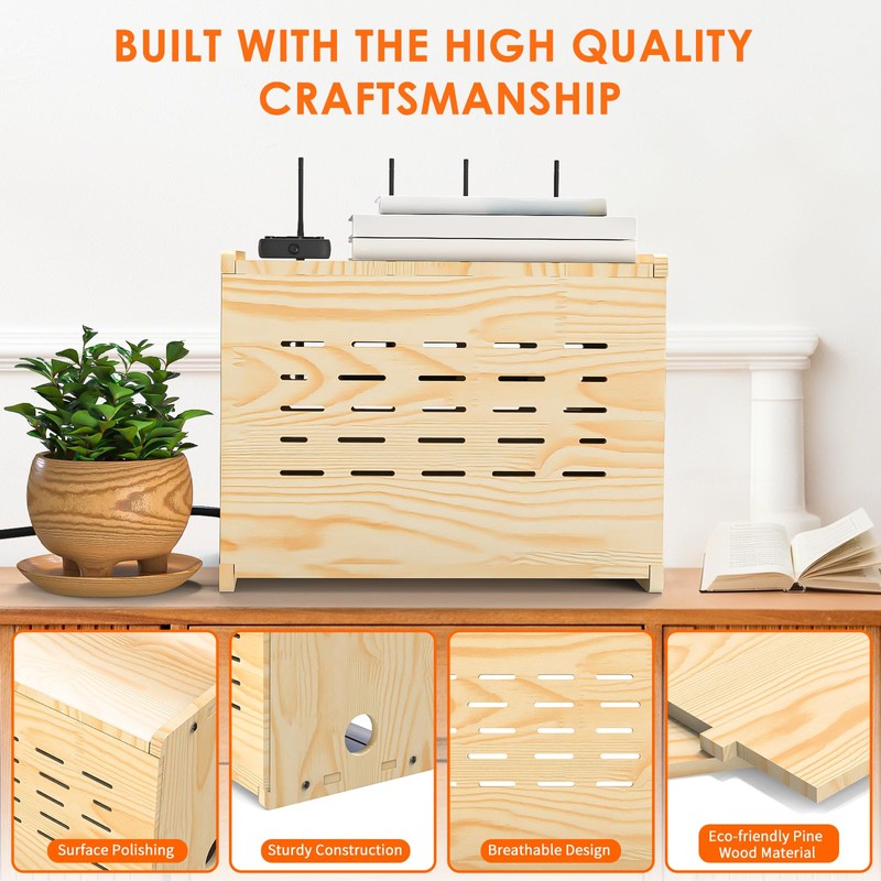 Upgrade WiFi Router Storage Box Hider, Projector Shelf, Large Space