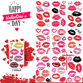 10 Sheets Lip Tattoo Stickers, Red Black Burgundy Leopard Gold Lip Heart Prints Temporary Tattoos Stickers Set, Waterproof Long-lasting Sexy Lip Tattoos, Perfect for Valentines, Birthday, Party Decor