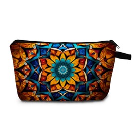 MoCaliduccious Mandala Cosmetic Bag for Women Small MakeUp Bag Travel Toiletry Pouch Bag with Mandala Flowers