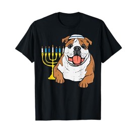 Jewish English Bulldog Dog Hanukkah Pajamas Chanukah PJs Men Women Kids T-Shirt
