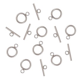 UNICRAFTALE 40 Sets 304 Stainless Steel Ring Toggle Clasps IQ Toggle Clasps & Tbar Clasps Metal Material Ring Toggle Connectors for DIY Necklace Bracelet Jewelry Making
