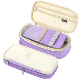 LHMTQVK Large Pencil Case Pencil Pouch Can Expand Pencil Bag Big Capacity Pencil Bag Large Storage Pouch Pencil Case Aesthetic Pencil Cases for Adults Cute Pencil Pouch (purple beige)(kl2)