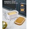 Nucookery Ceramic Butter Dish, Embossed Butter Keeper with Wood Lid