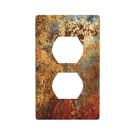 Duplex Receptacle Outlet Cover Wall Plate Covers Rust Metal Decorative Outlet Wall Plate Cover Modern Switch Plate Covers Wallplates for Bedroom Kitchen Home Decor