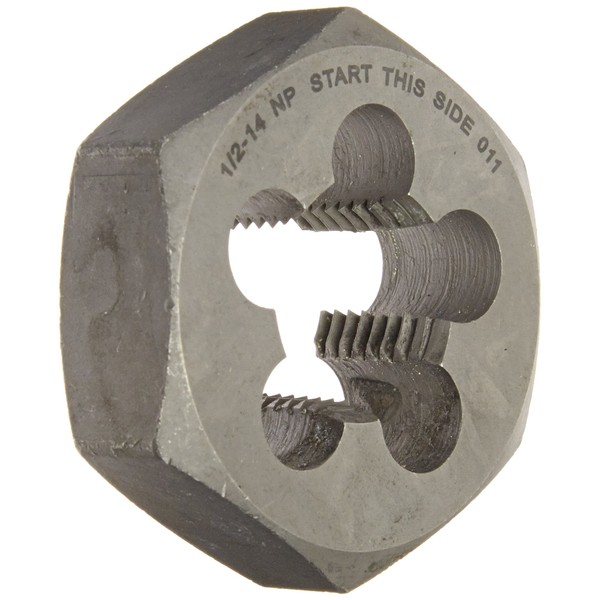 Drill America 1/2"-14 Carbon Steel Hex NPT Pipe Rethreading Die,