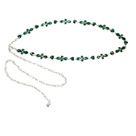 ILuvatar glass diamond chain belt metal metal belt women's western style belt women's belt bling bling F009, Large, Metal