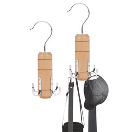 GmeDhc Pack of 2 Belt Holder Wardrobe Belt Hanger with 6 Hooks, Belt Hanger Made of Metal Wood, Belt Storage, for Ties, Scarves, Hats