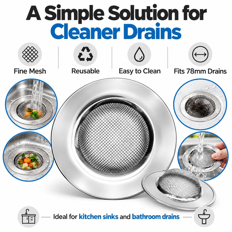 Stainless Steel Sink Strainer for Kitchen & Bathroom – Mesh