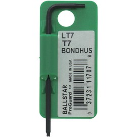 BONDHUS LT7 No.11707 Torx® Ball Point Ballstar™ L-Wrench T7 (Short Handle: 0.7 inches (19 mm), Long Handle: 2.5 inches (64 mm), Black Dyed Treatment