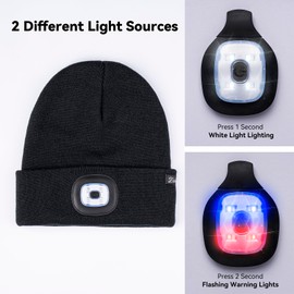 Etsfmoa Beanie with The Light,USB Rechargeable LED Colored Light Hats,Gifts for Men Women,Warm Knitted Cap Grey