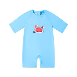 Angel season Toddler Swimsuit Boy Baby UV Protection Clothing One Piece Swimsuit Newborn Blue Bathing Suit Zipper Baby Boy Clothes for Summer Beach Swimming for Infant Kids 6-12 Months