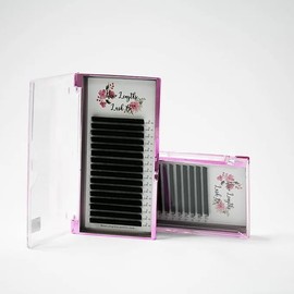 New Lengths Lash Co. Professional Mixed Length Eyelash Extensions, Ultra Black, 8-15mm, 16 Rows, Premium Synthetic Silk (C Curl - 0.07 mm)