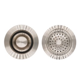 Westbrass CO2185-20 Combo Pack 3-1/2" Post Style Large Kitchen Sink Basket Strainer and Waste Disposal Drain Flange with Stopper, Stainless Steel