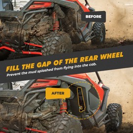 KEMIMOTO PRO XP Fender Flares Accessories, Rear Wheel Well Block Offs, Inner Splash Fender Mud Guard, Compatible with Polaris RZR PRO XP/PRO R 2020-2025