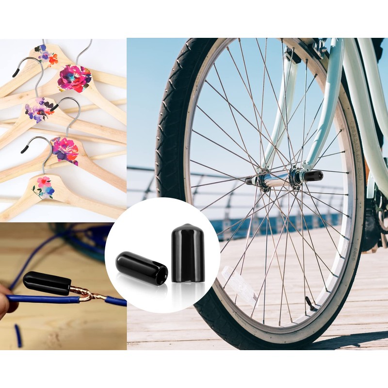 Jamiikury 60PCS Black Rubber Screw Caps, 8mm ID, Flat Head,