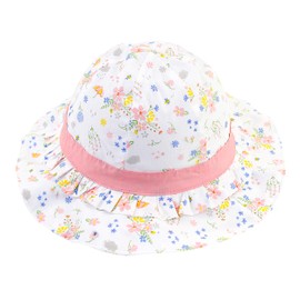 ANIMQUE Baby Girl Sun Hat Flower Motif Spring Summer Fishing Hat Cute and Lovely Cotton Hat, SH0182 Pink