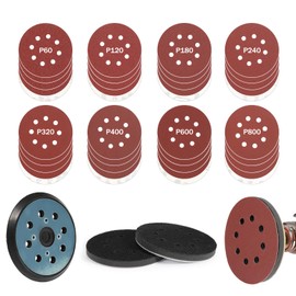 Avresecie 5 in Random Orbital Sander Replacement Pad for DeWalt DWE6423/6423K,DWE6421/6421K,5 in 8 Hole Hook Loop Foam Sanding Backing Pads,60/120/180/240/320/400/600/800Grit Sanding Discs Set