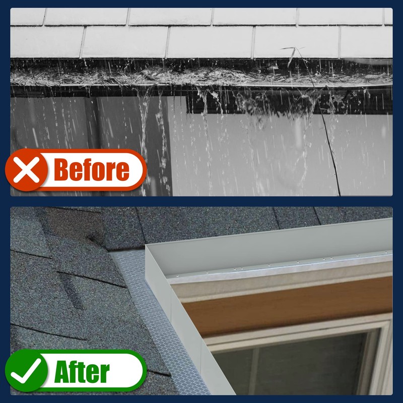 Pearwow Gutter Valley Splash Guard,Aluminum Rain Diverter Roofing Gutter Splash