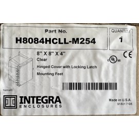 Integra Enclosure Clear Hinged Cover 8x8x4 H8084HCLL Nema4X Polycarbonate