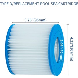 Hrozny 4/6/8 PCS Type D Pool Filter for Summer Waves Pool Filter, Pool Filter D Compatible with Pool Filter,for Summer Escapes FS-350 RP-350 RP-400 RX-600 (6 Pack)