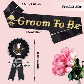 Bachelor Party Supplies for Men, Groom to Be Sash and Tinplate Badge Pins Engagement Party Favors for Bachelorette Groom Bride To Be Hen Party Decoration Supplies