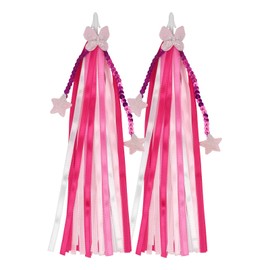 1 Pair Bike Streamers, Kid's Bike Tassels, Bicycle Handlebar Streamers Colorful Ribbons, Bike Accessories for Girls Boys (Pink)