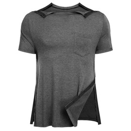 URRU Men's Post Shoulder Surgery Shirts Recovery Full Tear Away Short Sleeve Snap Chemo Shirts for Port Access Dark Grey XL