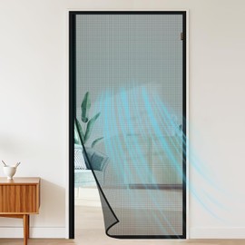 MAGZO Magnetic Screen Door Fits Door Size 38 x 82 Inches, Screen Size 40 x 83 Inch Reinforced Side Opening Mesh Curtain Polyester Heavy Duty Screen with Full Frame Hook&Loop-Black