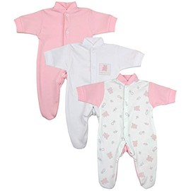 Premature Early Baby Clothes Pack of 3 Sleepsuits / Babygros 1.5lb,3.5lb,5.5lb,7.5lb Pink Teddy