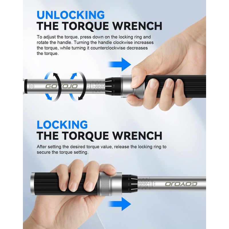 GOYOJO Bicycle Torque Wrench 2-24 Nm, 1/4 Inch Socket Spanner