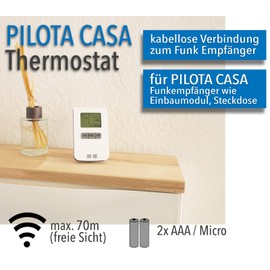 ChiliTec Thermostat Radio Transmitter for Pilota Casa Wireless Receiver - Indoor Wireless Thermostat with Display - Digital Control for Heating Air Conditioner