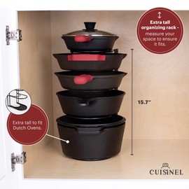 Cuisinel Pots and Pans Organizer - 15" Heavy Duty Skillet Rack - 2 Pack - Kitchen Counter/Cabinet Organization Storage - Holder for Cookie Sheet, Cutting Board, Cast Iron Cookware, Dish, Lid Stand