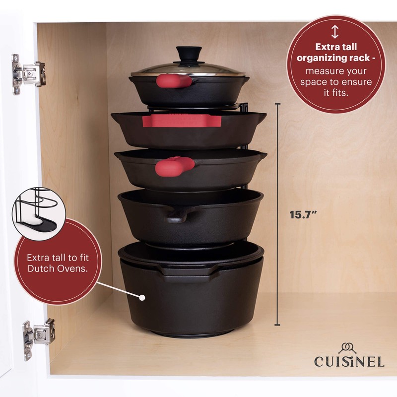 Cuisinel Pots and Pans Organizer - 15" Heavy Duty Skillet