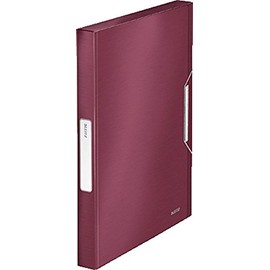 Leitz 39560028 Box File, Holds up to 250 A4 Sheets, Elastic Closure, Flexible Plastic, Garnet Red, Style Range