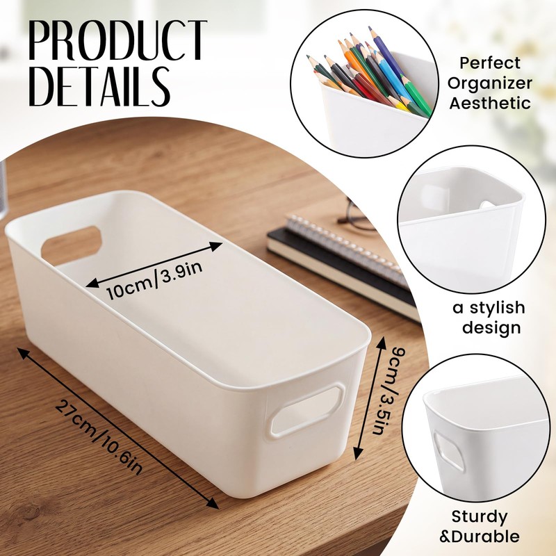 48 Pcs Plastic Storage Bins Basket with Handles, 10.6x3.9x3.5 Inch