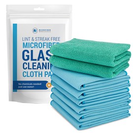 Claro Paño de Limpieza de Vidrio de 2 Pasos Paquete de 8 – Toallas de Microfibra de Limpieza Verde Húmeda y Azul Seca para Ventanas, Espejos y Vidrio - Paño Sin Rayas y Sin Pelusa para el Hogar, TV