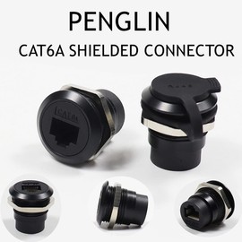 PENGLIN Pack of 2 RJ45 CAT6A Shielded Female to Female Adapter, RJ45 8P8C Cat5/5e/6/6A 8P8C Ethernet LAN Installation Socket, RJ45 CAT6A Panel Mount Adapter