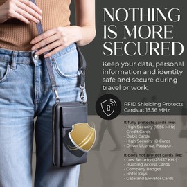 BULL GUARD Crossbody Leather Cell Phone Bag, Anti Theft and RFID Blocking