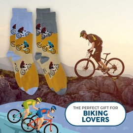 Foozys Men’s Fun Crazy Cool Sports Themed Novelty Crew Socks | 2 Pairs Included in Two Colors (Mountain Biking)…