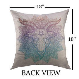 Mugod Decorative Throw Pillow Cover for Couch Sofa,All Seeing Eye in Ornate Round Mandala Demon Baphomet Satanic Goat Head Mystic Alchemy Occult Home Decor Pillow case 18x18 Inch