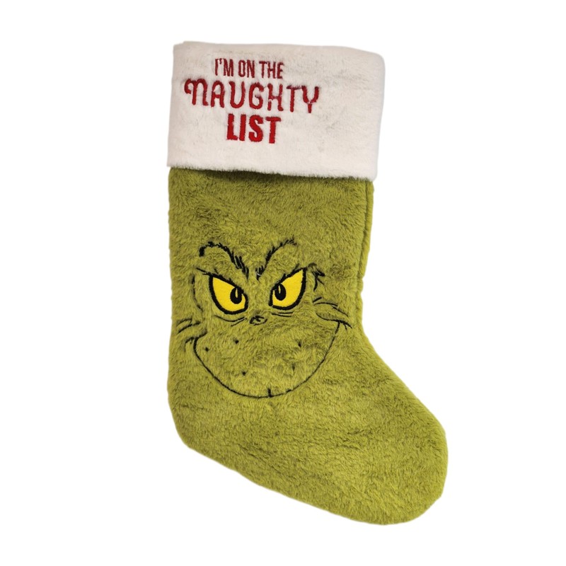 Divas World The Grinch Christmas Stocking: Large Green Naughty/Nice List