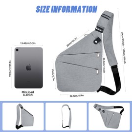 Anti-Theft Crossbody Bag, Anti-Theft Travel Bag for Men and Women, Shoulder Bag for Travel, Sports, Work, gray