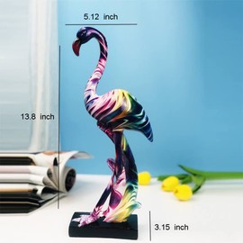 IDORTYBB Graffiti Flamingo Statue Sculpture Animal Art Figurine Home Decor Decoration for Living Room Bedroom Book Shelf TV Bar Cabinet Desk Table Top Centerpiece Ornaments (Multi - B)