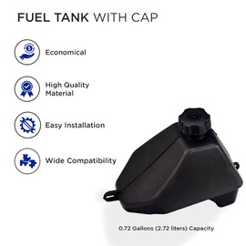 AlveyTech Black Plastic Fuel Tank for 50cc-110cc ATVs - Replacement fits Baja Motorsports, Roketa, SunL, and Taotao, Gas Storage Tanks, ATV Accessories, Mini Bike, Scooter, 4-Wheeler Quad Bike Parts