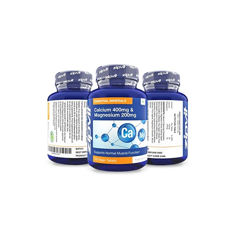 Calcium 400mg and Magnesium 200mg, 120 Vegan Tablets (4 Months