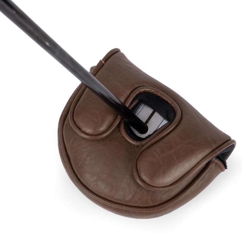 Golf Mallet Putter Covers, Magnetic Closure Brown Premium Leather Mallet