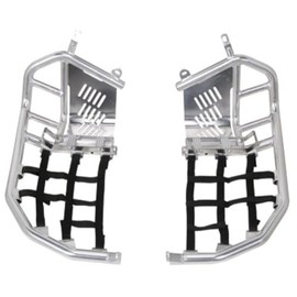 Tusk Foot Peg Nerf Bars with Heel Guards Silver with Black Webbing